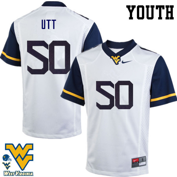 NCAA Youth Isaiah Utt West Virginia Mountaineers White #50 Nike Stitched Football College Authentic Jersey JP23T18CU